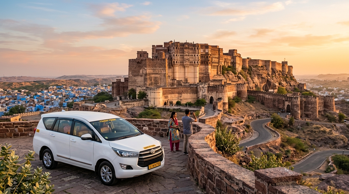 Mehrangarh Fort Jodhpur with Bhagyashree Tours Toyota Innova Crysta Tourist Taxi
